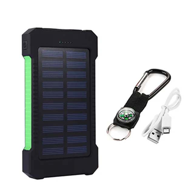 portable cell phone charger Top Solar Power Bank 5000mAh Waterproof Case Kits Dual USB Smartphone Battery Charger External Box Flashlight Powerbank for i13 wireless power bank Power Bank