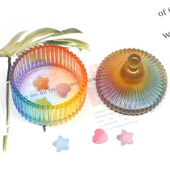 

2Pcs/Set Crystal Epoxy Resin Mold Round 9-Slot Jewelry Box Lipstick Storage Case Casting Silicone Mould DIY Crafts Making Tool