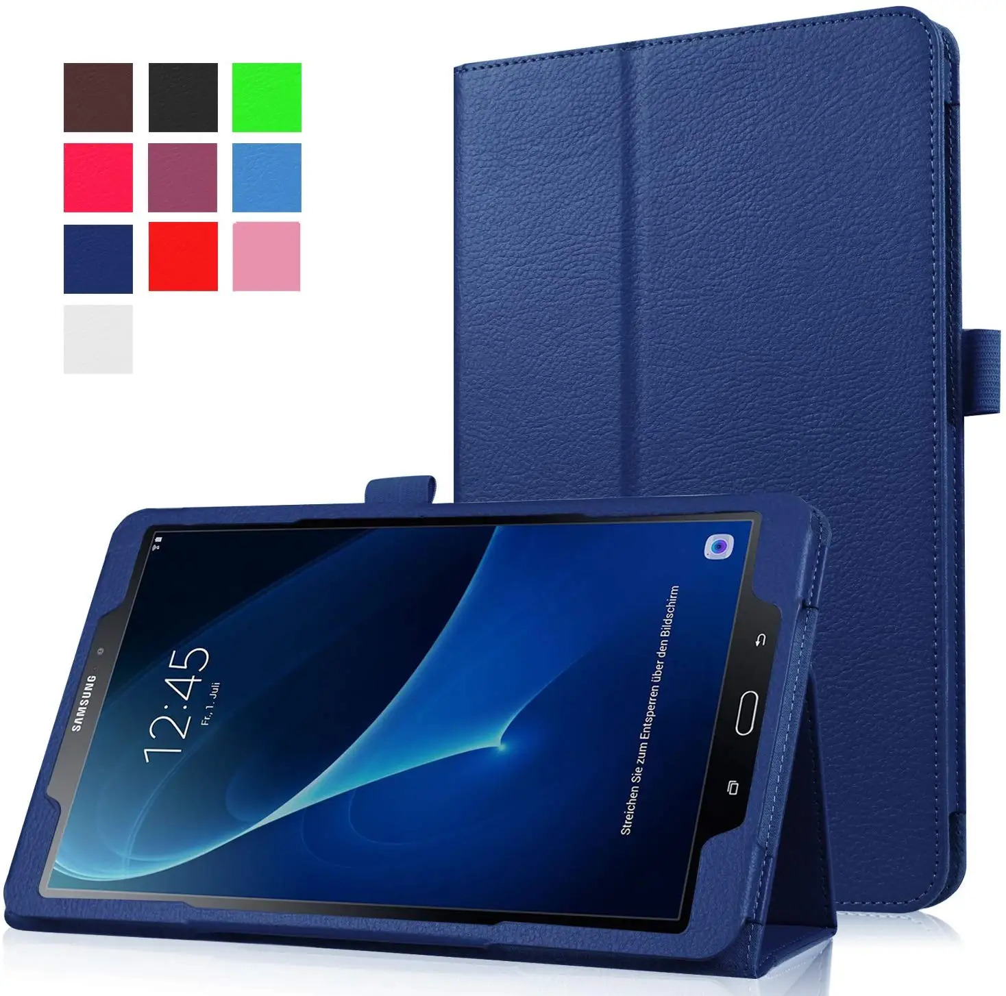 Ультратонкий Магнитный чехол для samsung Galaxy Tab A 10,1, умный чехол из искусственной кожи, чехол с функцией автоматического сна/пробуждения T580 T585, SM-T580 чехол s - Цвет: dark blue