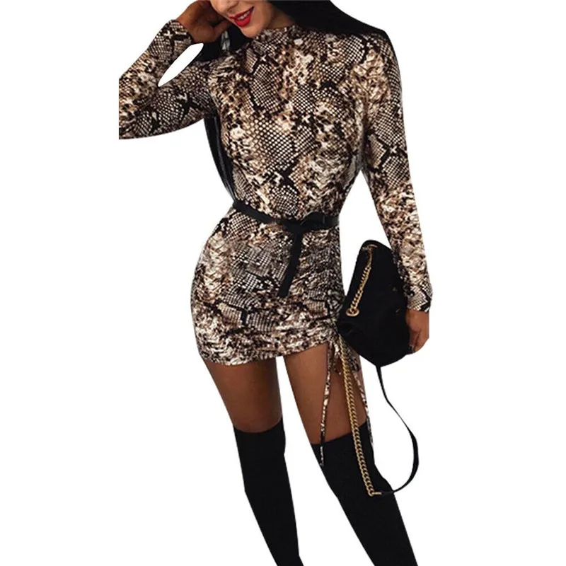 Сексуальное мини-платье из змеиной кожи с принтом новое облегающее повседневное