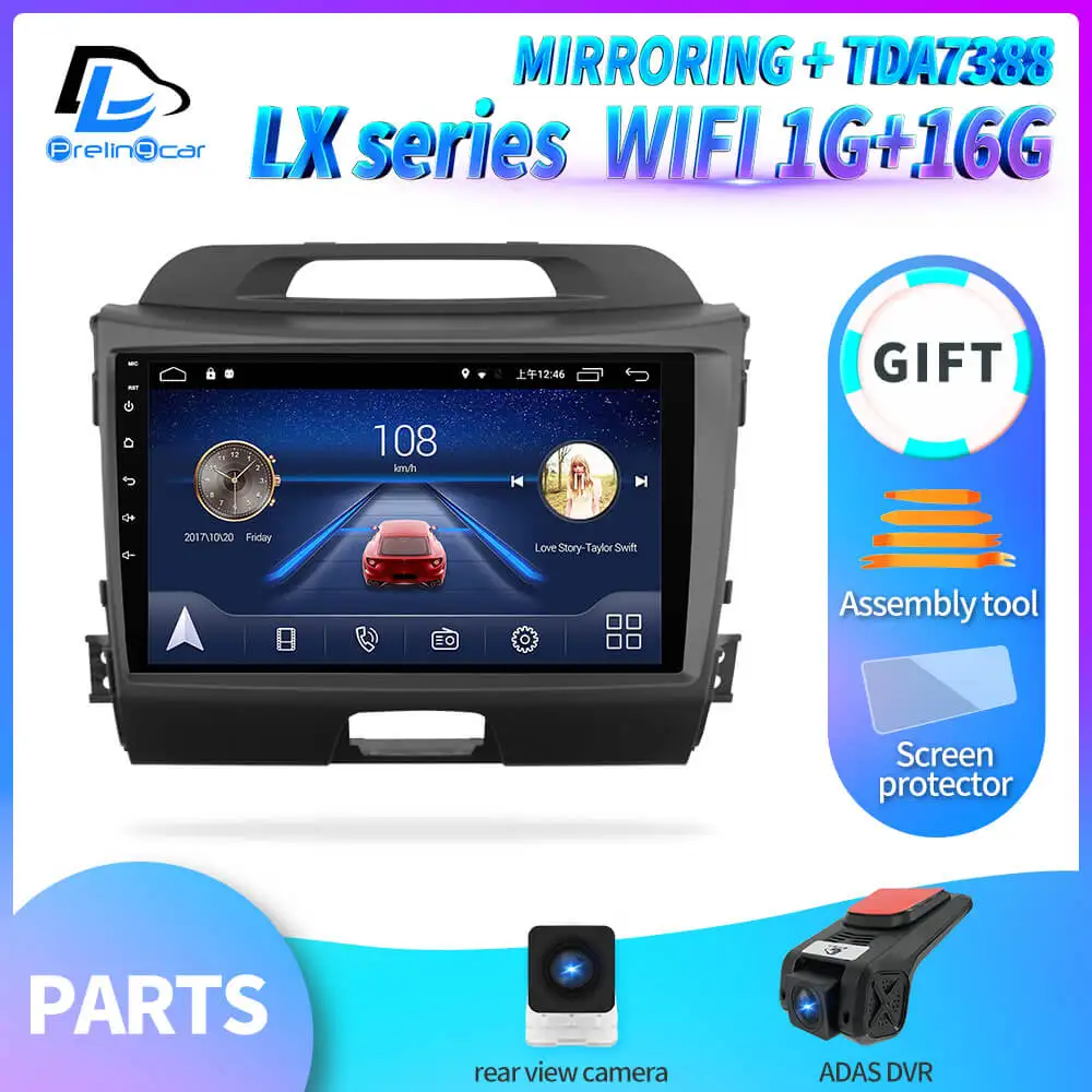 LX player 1G16G DVR Prelingcar для Kia Sportage 3 4 SL 2010- автомобильный Радио Мультимедиа Видео Стерео Плеер навигация gps Android 9,0 DSP приборная панель - Цвет: LX player 1G16G DVR