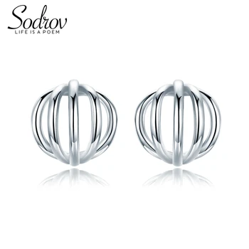 

Sodrov 925 Sterling Silver Stud earring for Women Geometric Pattern Fashion Jewelry HE033