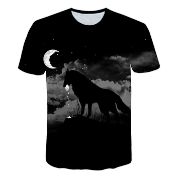 

Europe and America Men Short Sleeve Summer Tops Male Fashion T-shirt Male 6XL 2020 Newest Wolf 3D Print Cool Funny T-Shirt