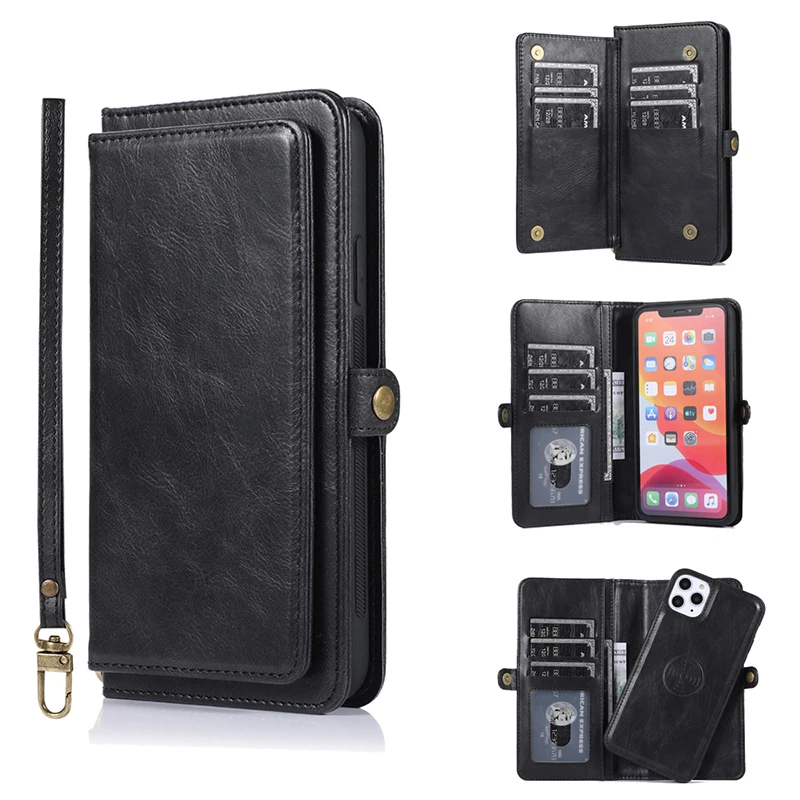 Online 9 funda cartera portatarjetas para iPhone 11 Pro Max 7 8 Plus 6 6s Plus funda de teléfono plegable de piel magnética para iPhone XS Max X XR