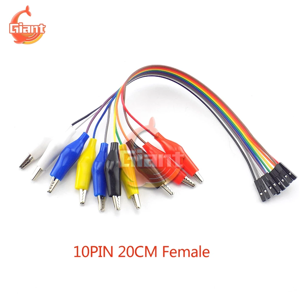 20/30cm 10Pin Double-end Alligator Clips Jump Wire Male Female Crocodile Clip Test Lead Jumper Dupont Line Cable DIY Connection