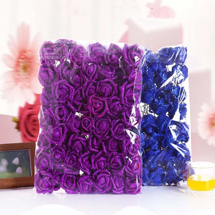 A Pack of 50 PE Foam Rose Flower Heads Hand-decorated Wedding Party Flowers Gold Star Silk Artificial Green Plants | Дом и сад