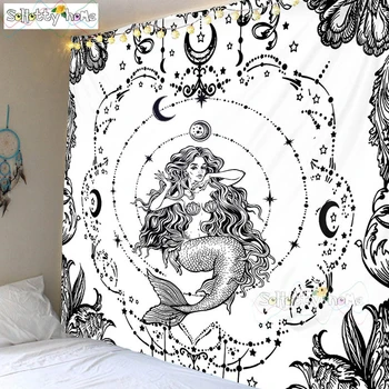 

Mandela Mermaid Wall Hanging Tapestry Psychedelic Pattern Yoga Throw Beach Throw Carpet Hippie Home Decor Mandala Wall Tapestry