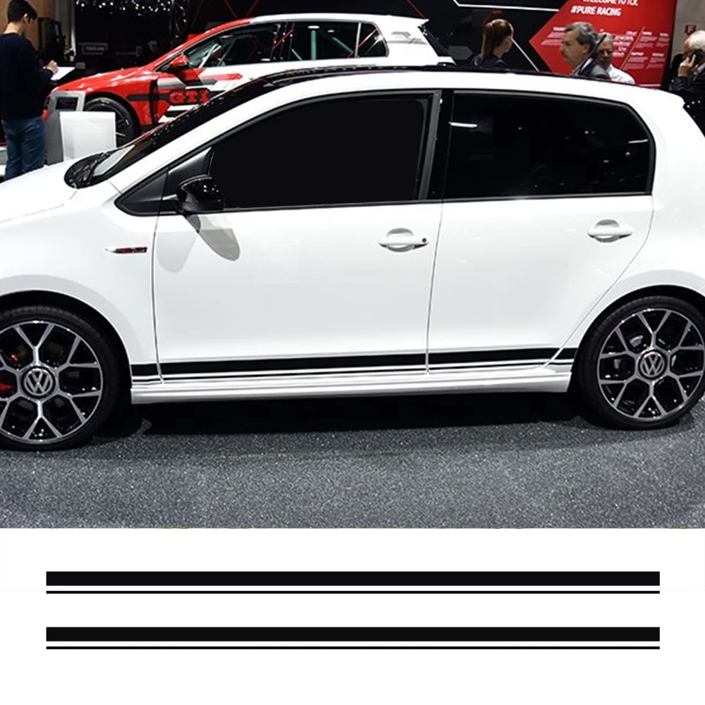 2PCS Car Side Stripes Stickers Vinyl Film Auto Decoration Decals For Volkswagen VW Golf Polo Automobile Car Tuning Accessories