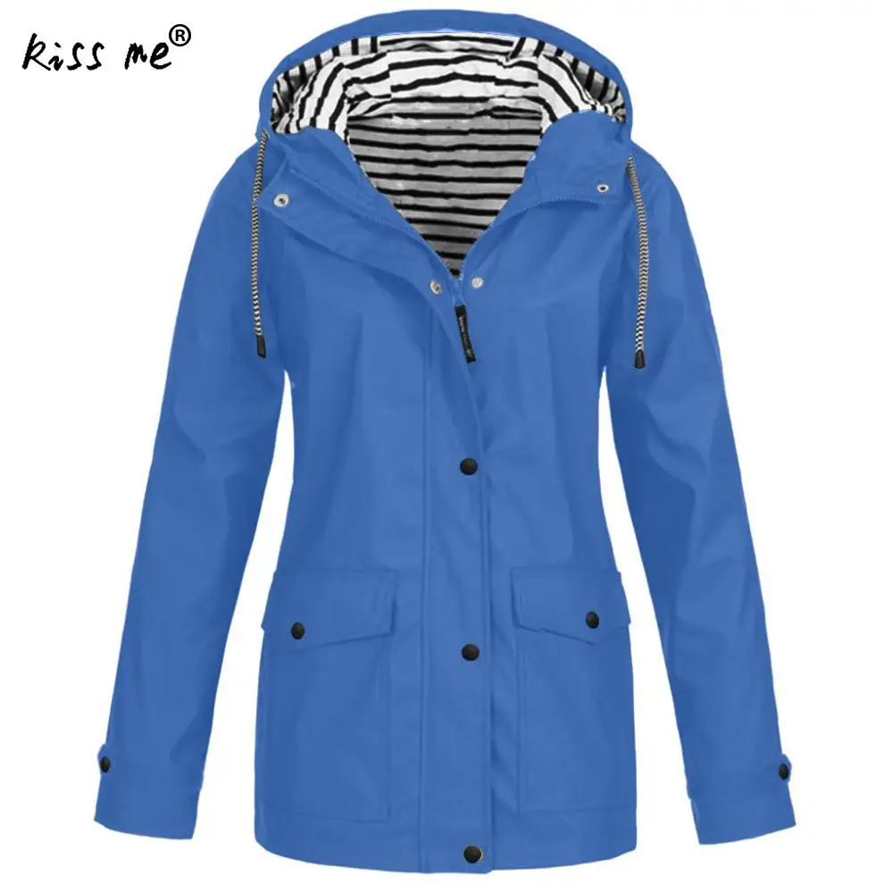 light blue S-5XL размера плюс женская куртка для улицы Водонепроницаемый женский плащ для кемпинга езды на велосипеде пончо дождевик Толстовка для собак дождевик - Цвет: light blue