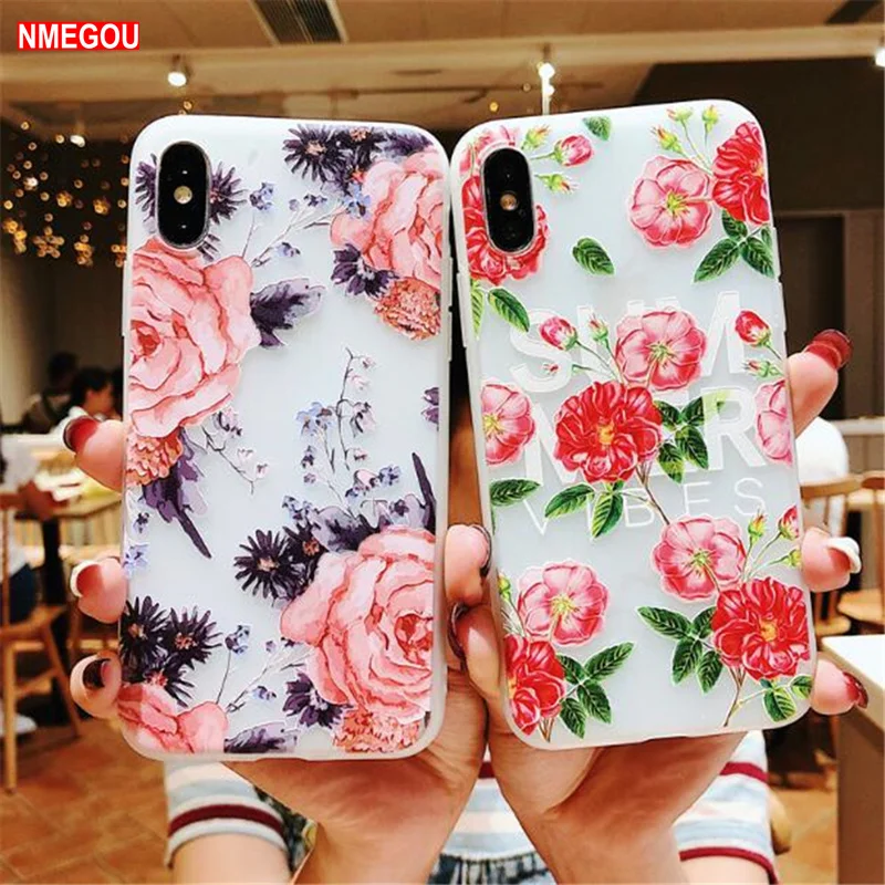 Прозрачный силиконовый чехол с цветком для телефона iPhone 7 8 6 6S Plus XS Max XR X S Rose