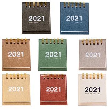 

2021 New Calendar Simple Mini Calendar Desk Multifunction Storage Box Timetable Plan Notebook Office Supplies 2020.08-2021.12