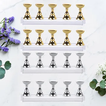 

4 Sets Nail Practice Base Nail Tips Practice Display Stand Acrylic Chessboard Design Nail Art Supplies 5 Practice Nail Tip and 1