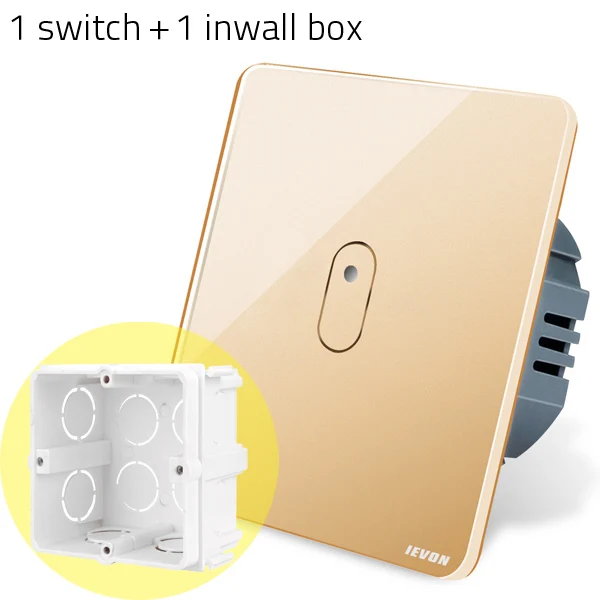 gold 1 gang 1 box IEVON 1 банда 1 способ сенсорный выключатель, 80 мм серый стандарт ЕС настенный светильник переключатель, белая стеклянная панель 2 банда сенсорный датчик настенный переключатель - Цвет: gold 1 gang 1 box
