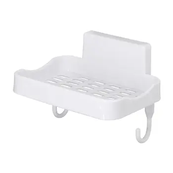 

3pcs White Punch-Free Soap Boxes With Hooks Bathroom Ddebris Organizer Wall Hanging Punch-Free Drain Box