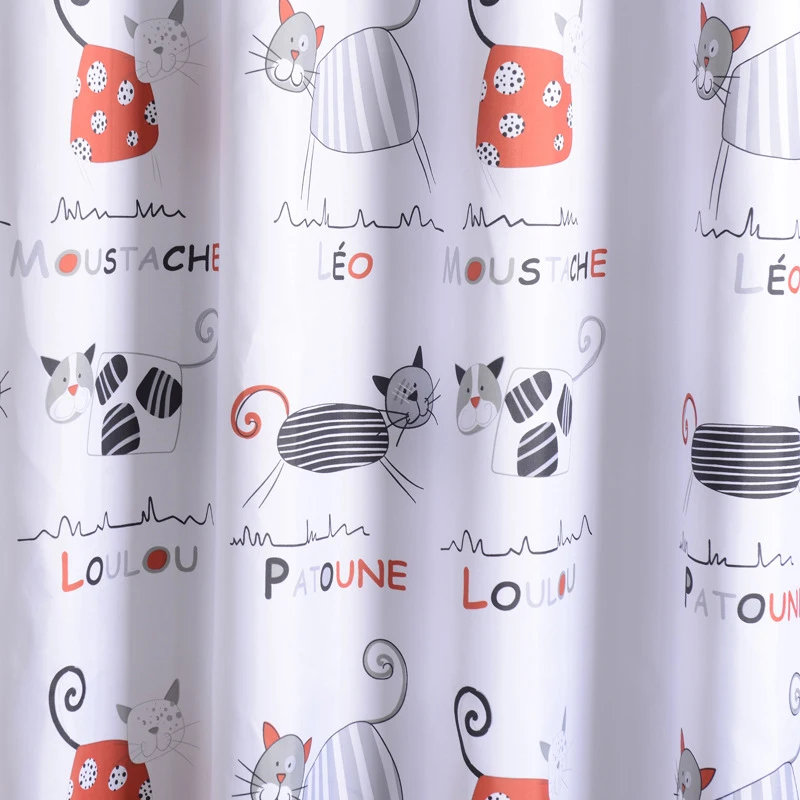 YOMDID Cartoon Bath Curtain Cute Cat Pattern Shower Curtains Bathroom Waterproof Thickened Polyester Cloth 12 Pcs Hooks shower curtains