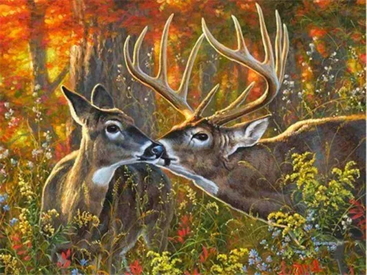 Алмазная живопись ZOOYA, полная дрель, 5D, сделай сам, Круглая Мозаика, алмазная вышивка, рукоделие, наборы, живописный лес, животные, олень, RF1397 - Цвет: RFA1397-2