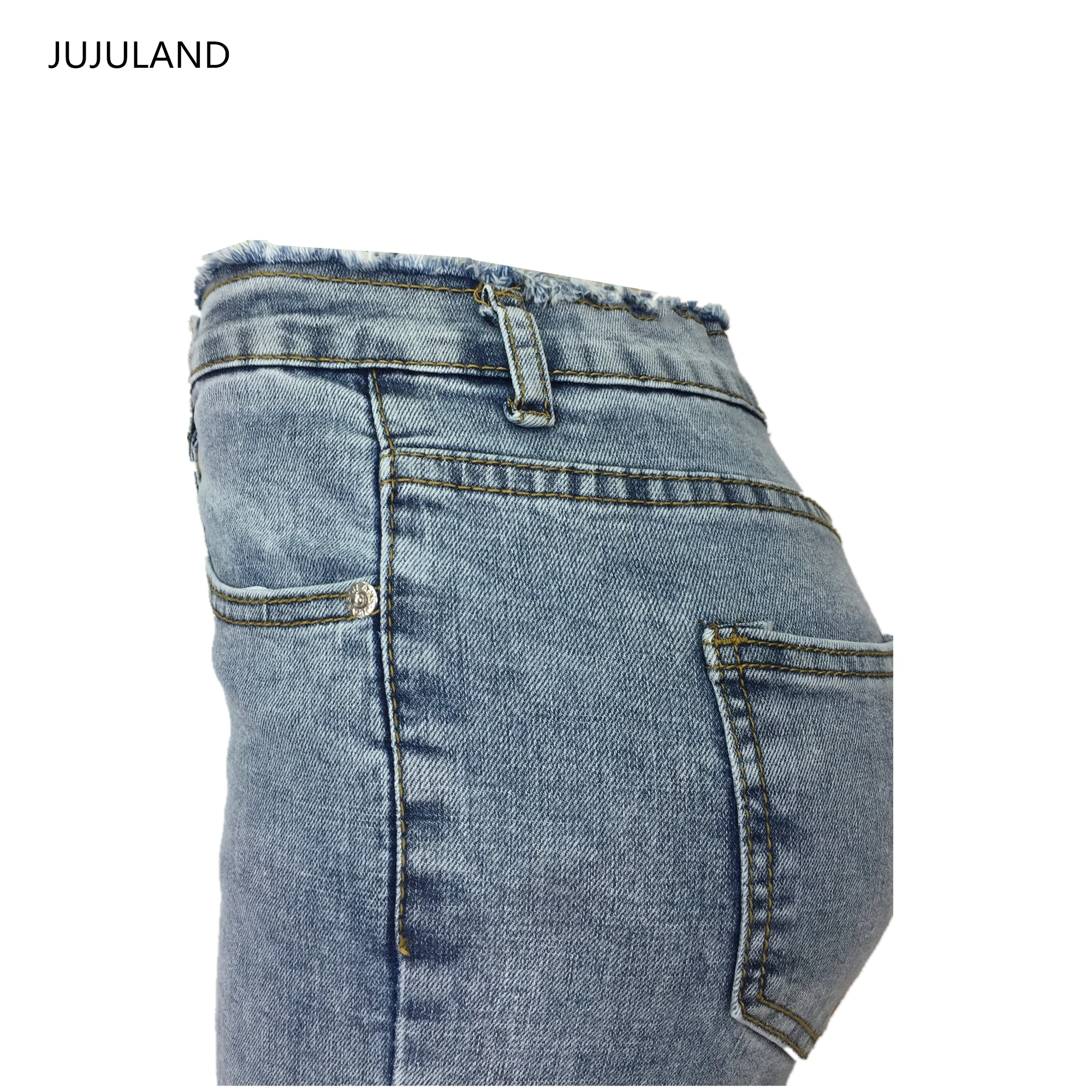 JUJULAND, женские расклешенные джинсы, синие, ручной работы, алмазная кисточка, высокое качество, обтягивающие джинсы на четырех пуговицах, 6621