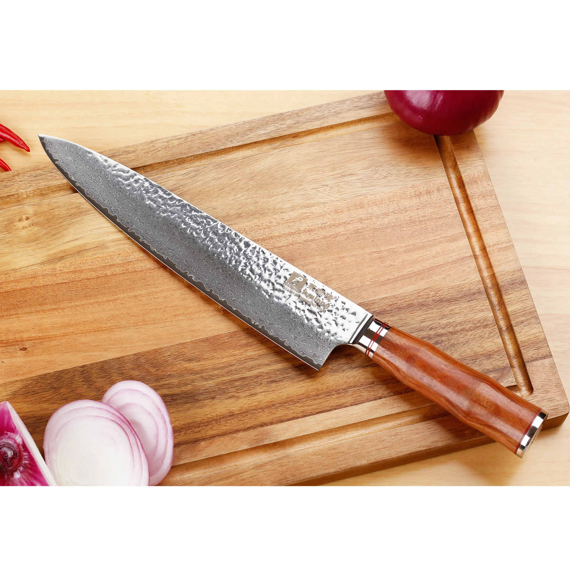 Японский нож шеф повара Sunlong Gyuto VG10 ручка из дамасской стали палисандр 10 дюймов|10