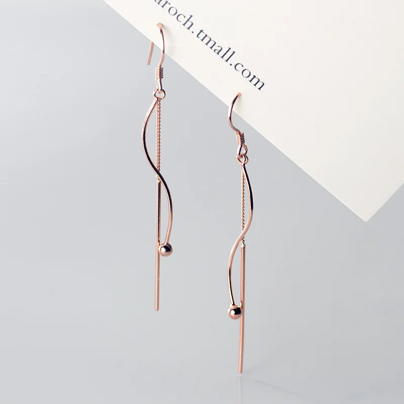 Korea Fashion 925 Sterling Silve Earrings For Women Simple Wave Mini Gold Ball Drop Jewelry Sweet Temperament |