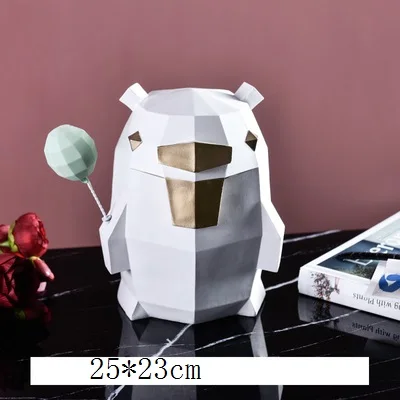 Белый В скандинавском стиле креативная Геометрическая скульптура медведя животные копилка Смола ремесло украшение дома детский подарок на день рождения R3879 - Цвет: Белый