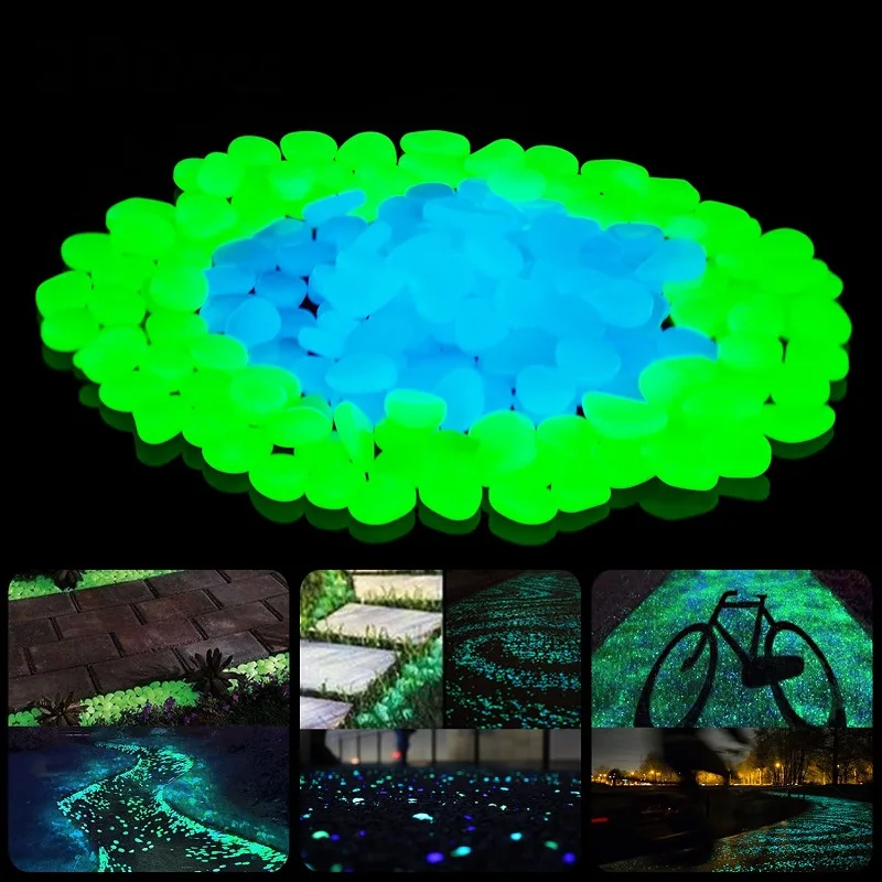Aquarium-Decor Stones-Fish-Tank Glow Luminous-Pebbles Garden Glow-In-The-Dark Walkways-Plants
