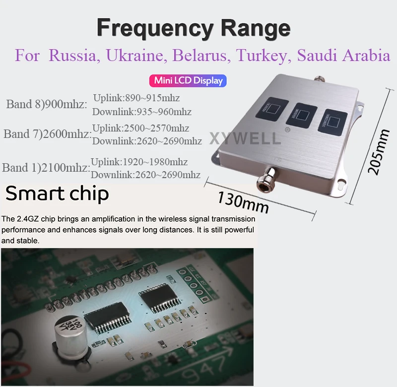 Russia Cellular Amplifier 900/2100/2600 Tri-Band GSM Repeate 2G 3G 4G CellPhone Booster 70dB GSM UMTS LTE Mobile Signal Booster