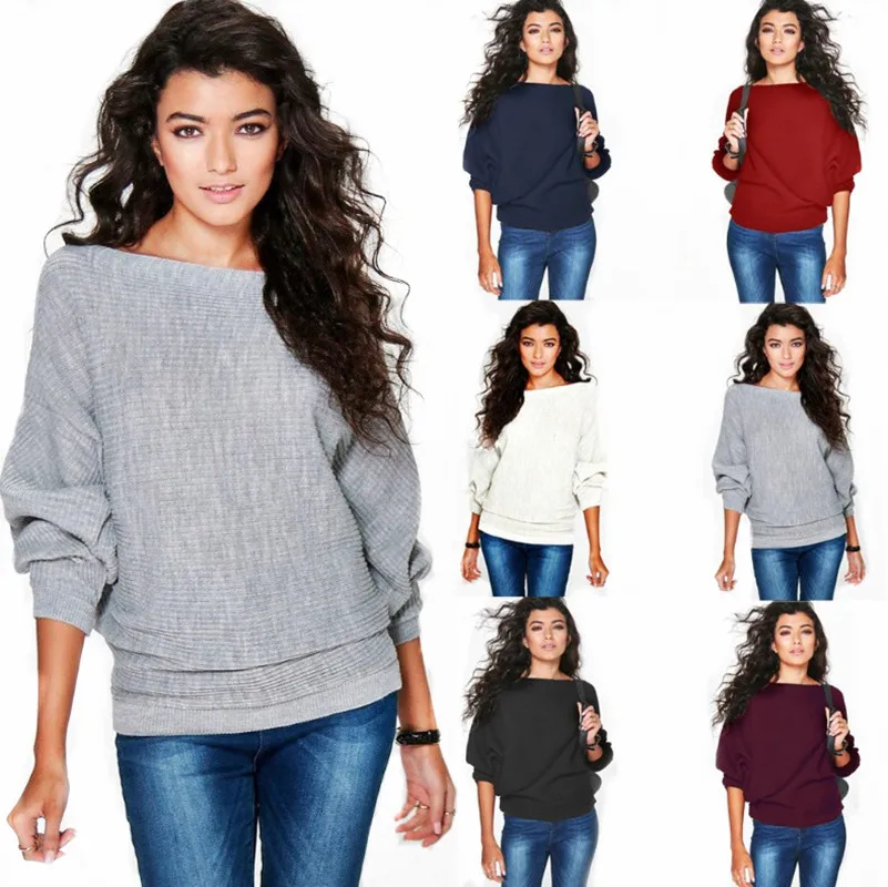 

Women's Sweater Fashion Solid Color Spring And Winter Season Sexy One-Line Strapless Long-Sleeved Comfortable Pullover