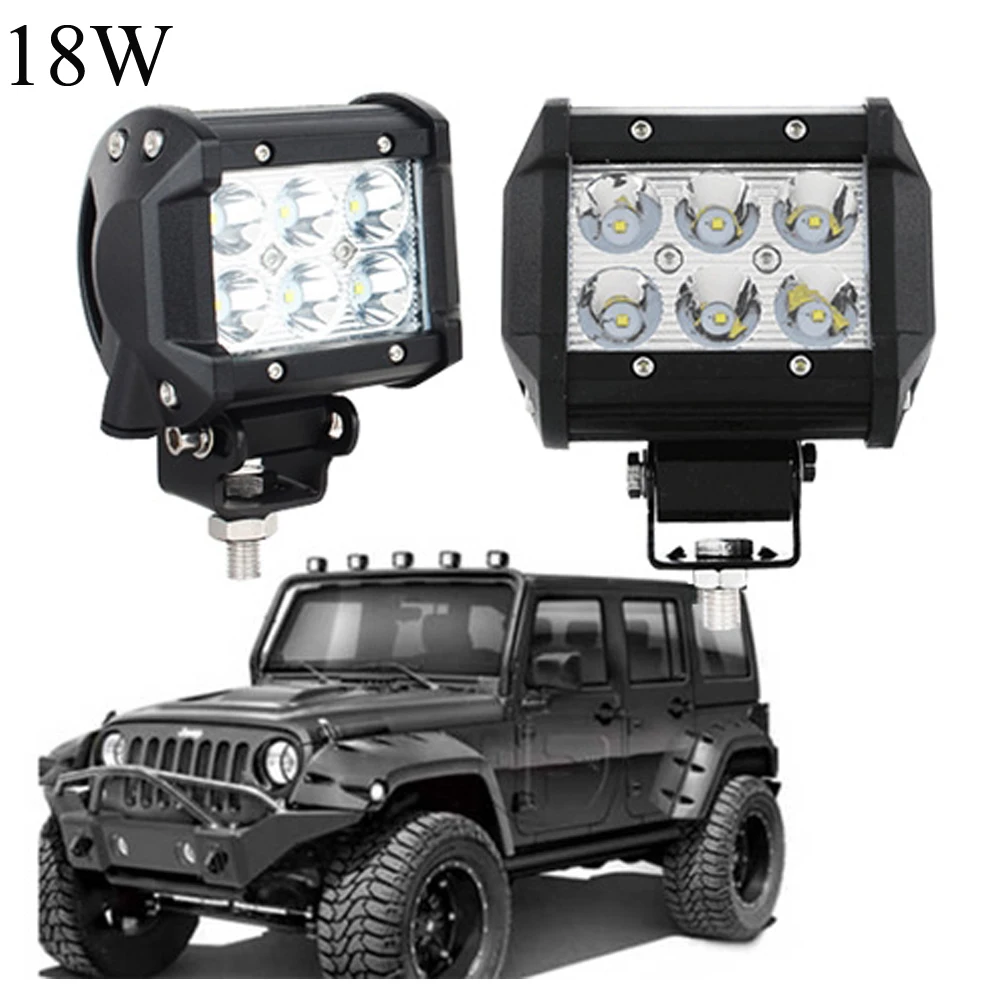 

2PCS 18W Spot LED Light Bar Off Road 12V 24V LED Work Light Bar for Truck SUV 4WD 4x4 Boat ATV Tractor Car Headlight