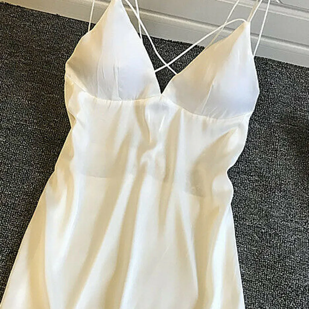 Satin Soft Womens's Night Dress Breathable Night Gowns Lingerie Ladies Nightwear Lace Sleeveless Gilrs Homewear Lotus Hem Sling