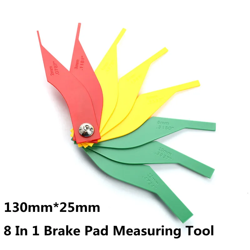 8 In 1 Brake Pad Measuring Tool Gauge Feeler Tester Scale Lining