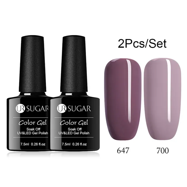 2pcs set16 Ur Sugar 2/4 шт. Розовый Блестящий Гель-лак для ногтей замочить от УФ-светодиодный длительный гель лак для ногтей Лаки маникюрный лак набор украшений - Цвет: 2pcs set16