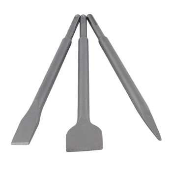 

Electric Hammer Chisel Round Handle Steel Pointed Flat Chisel Impact Drill Concrete Wall Excavation Power Tool Accessories 3pcs