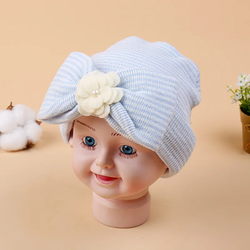 Осенне зимние теплые шапки для девочек с бантом Шапка бини младенцев милая шапка