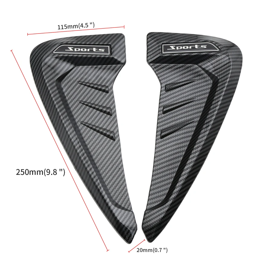 4 Carbon fiber Reflector Side Wing Air Flow Fender Grill Protection Guards Strip