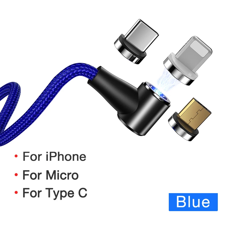 Blue 3 in 1 Cafele новейший L Тип QC3.0 Магнитный USB быстрая зарядка и синхронизация данных Кабель type C Micro USB кабель для iPhone samsung Xiaomi huawei - Цвет: Blue 3 in 1