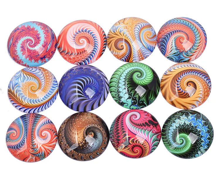 Onwear Mix Fractal Swirl фото круглый стеклянный кабошон 16 мм 12 мм 20 мм 25 мм Diy Ювелирные изделия фурнитура для кулонов изготовление сережек