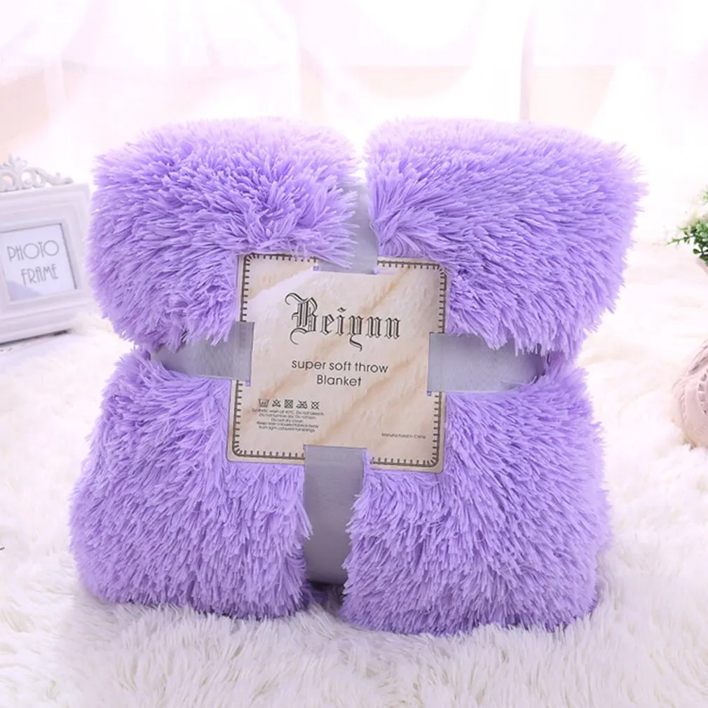 Purple Многофункциональное плюшевое одеяло 130x160 см для уютного дивана, кровати, кондиционера, покрывала, Мантас, ковер, утолщенное теплое покрывало - Цвет: Purple