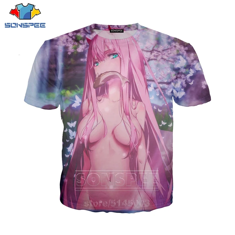 Darling In The Franxx футболка для мужчин женщин Аниме Толстовка 3D принт сексуальная ZERO TWO короткий рукав хип хоп Уличный пуловер с круглым вырезом C006