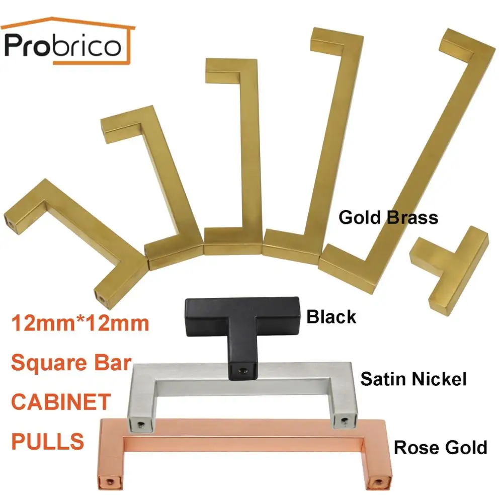 

Probrico Kitchen Cabinet Handles Drawer Knobs Cupboard Pulls Door Handle 12mm Square T Bar Furniture Hardware 4 Colors CC 64~320