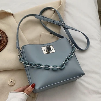 

Small PU Leather Bucket Bags For Women 2020 Fashion Summer Chain Shoulder Handbags Female Travel Cross Body Bag