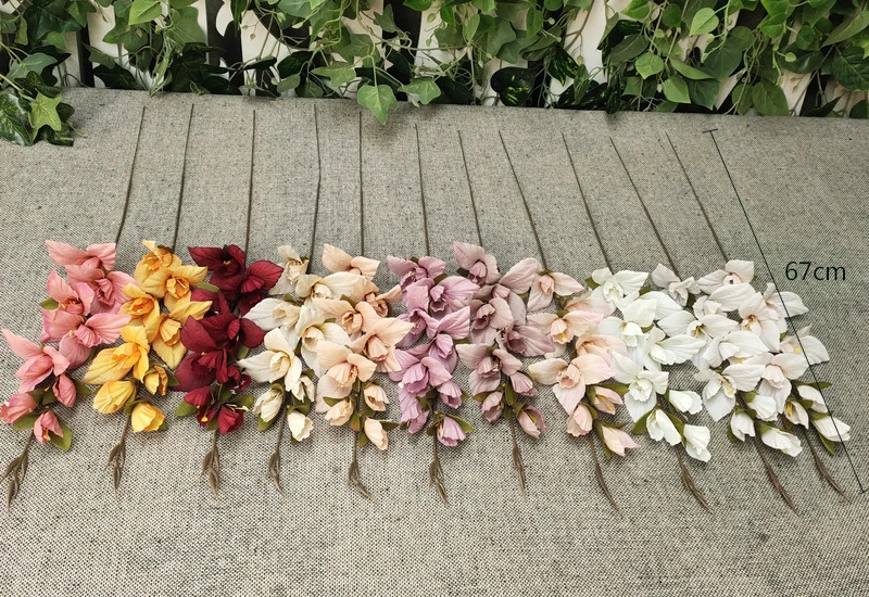 JAROWN Artificial Flower Gladiolus Orchid Flower Silk Single Flowers Branch Wedding Home Hotel Decor DIY Flower Arrangement Materials (16)