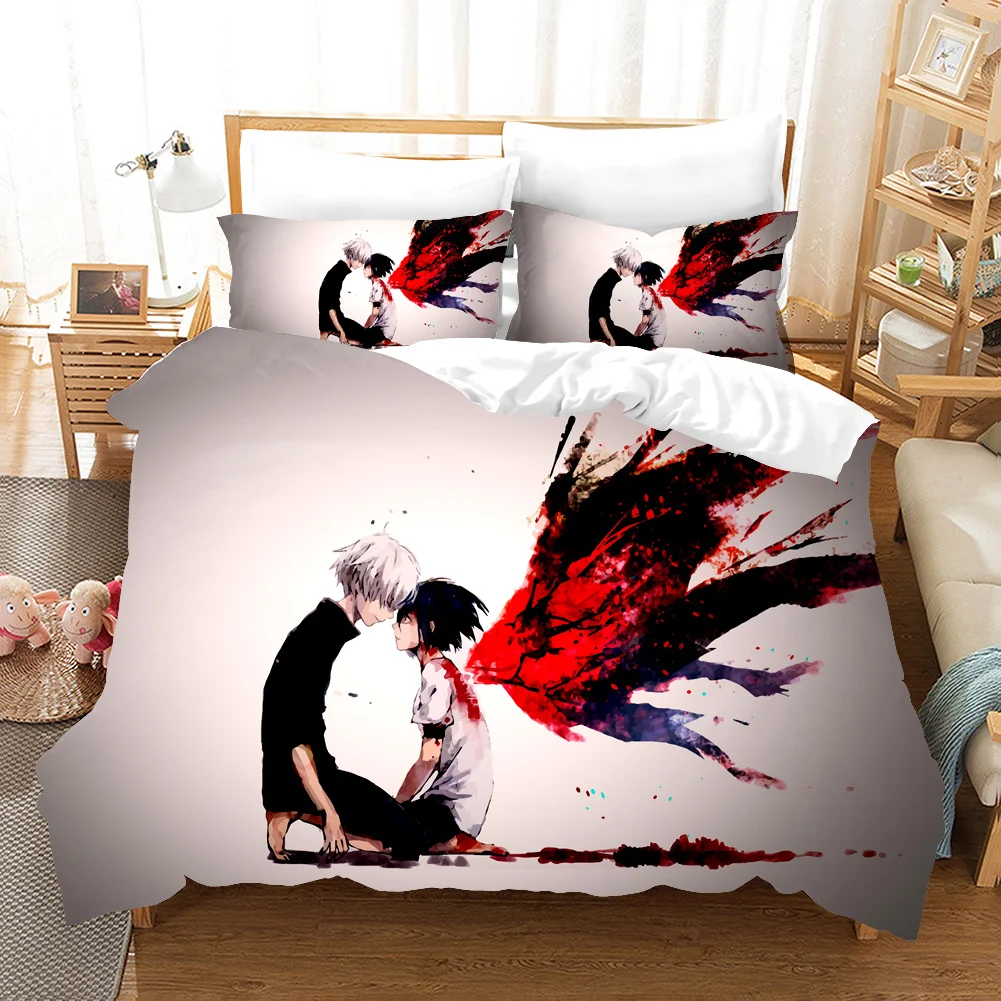 Tokyo Ghoul Anime Bedding Set Cartoon Kids Adult Gift Duvet Cover Sets Comforter Bed Linen Quilt Covers Queen King Single Size comforter sets Bedding Sets