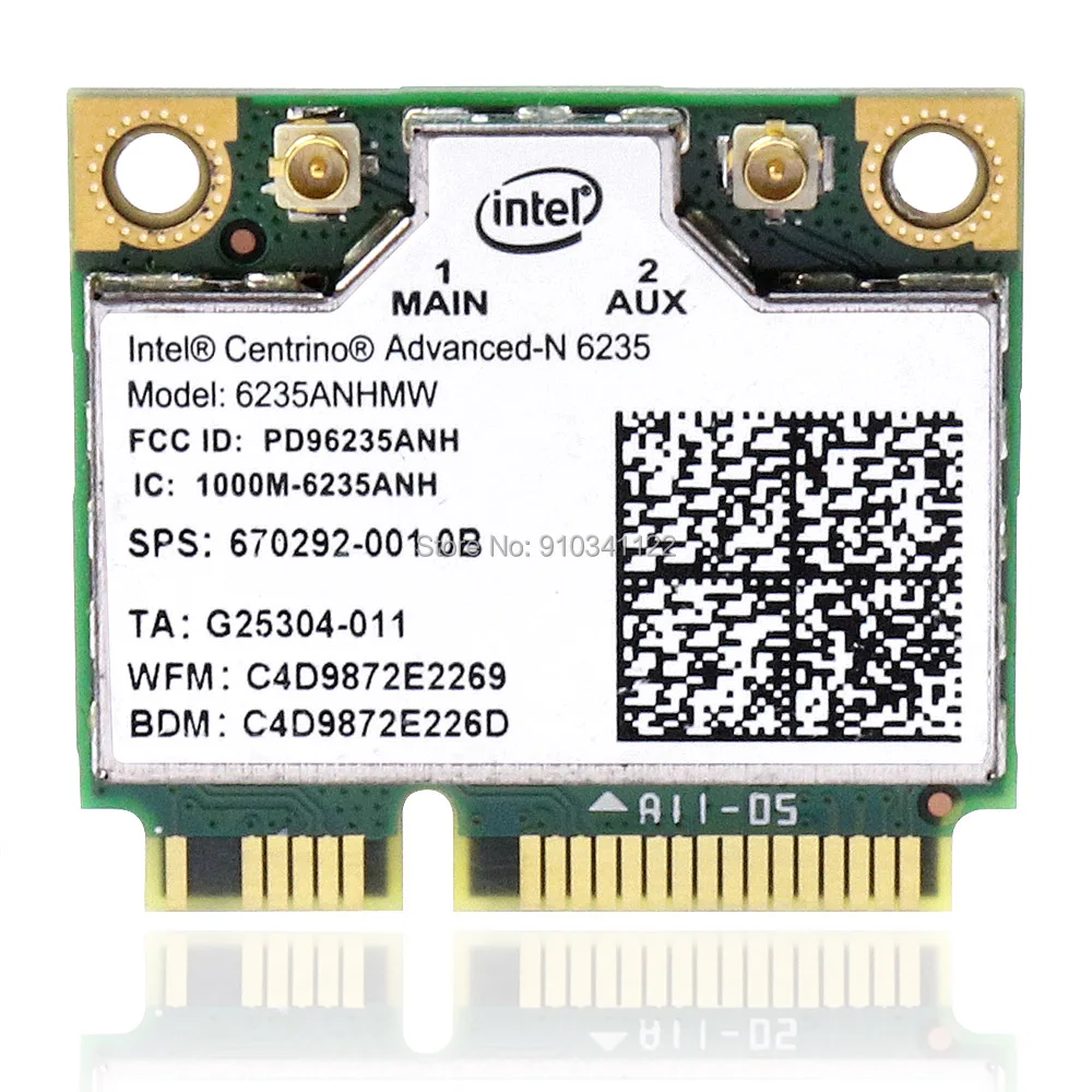 

Laptop wireless lan card for Intel 6235 Centrino Advanced-N 6235AN 6235ANHMW WIFI card Bluetooth 4.0 Half MINI PCIe 300 Mbps