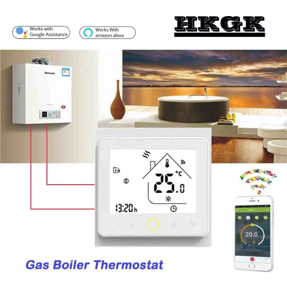 

APP Works with Alexa Google home Gas Boiler Thermostat Switch WIFI contact Valve radiator for Dry contact &Passive contact