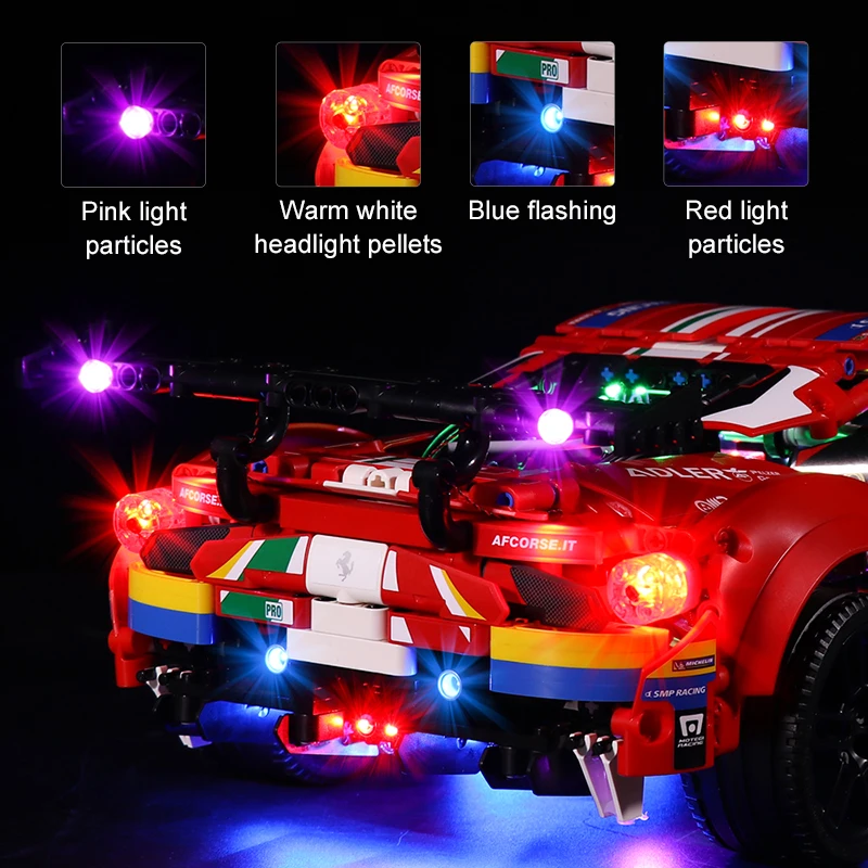 Светодиодный светильник в комплект для лего 42125 Феррари 488 GTE &quotAF Corse #51 (только том