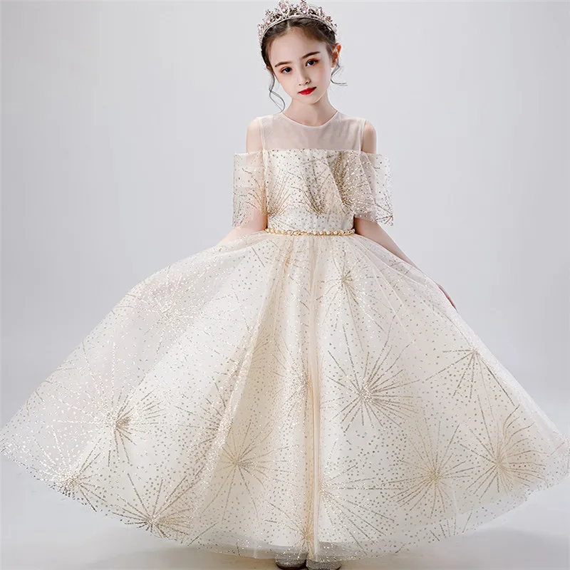От 3 до 14 лет, детское элегантное Пышное Платье принцессы на свадьбу, день рождения, вечеринку для девочек, платье для подростков, платье для первого общения, фортепиано костюм