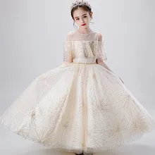 От 3 до 14 лет, детское элегантное Пышное Платье принцессы на свадьбу, день рождения, вечеринку для девочек, платье для подростков, платье для первого общения, фортепиано костюм