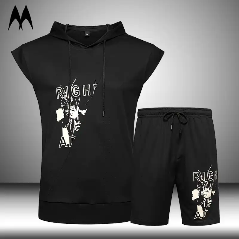 ハイストリートメンズ夏セットヒップホップフード付きのスーツファッションプリントトレンドスポーツスーツメンズカジュアルスポーツウェア メンズセット Aliexpress