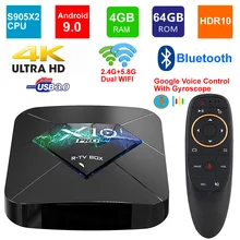 X10 PRO Android 9,0 Smart tv BOX Amlogic S905X2 Четырехъядерный 4 ГБ ОЗУ 64 Гб ПЗУ BT4.0 USB 3,0 2,4G/5G двойной wifi 3D 4K HDR телеприставка