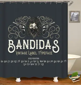 

HD Vintage Decorative Ornate of A Bandit Girl On Dark Background Shower Curtain Set with Hooks Bathroom Decor Waterproof